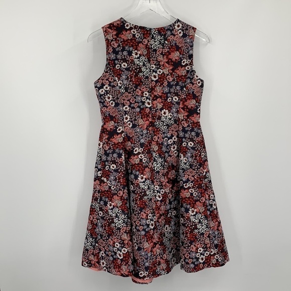 Mignon Doo brocade floral shift fit & flare dress black pink sleeveless Small - Picture 3 of 4